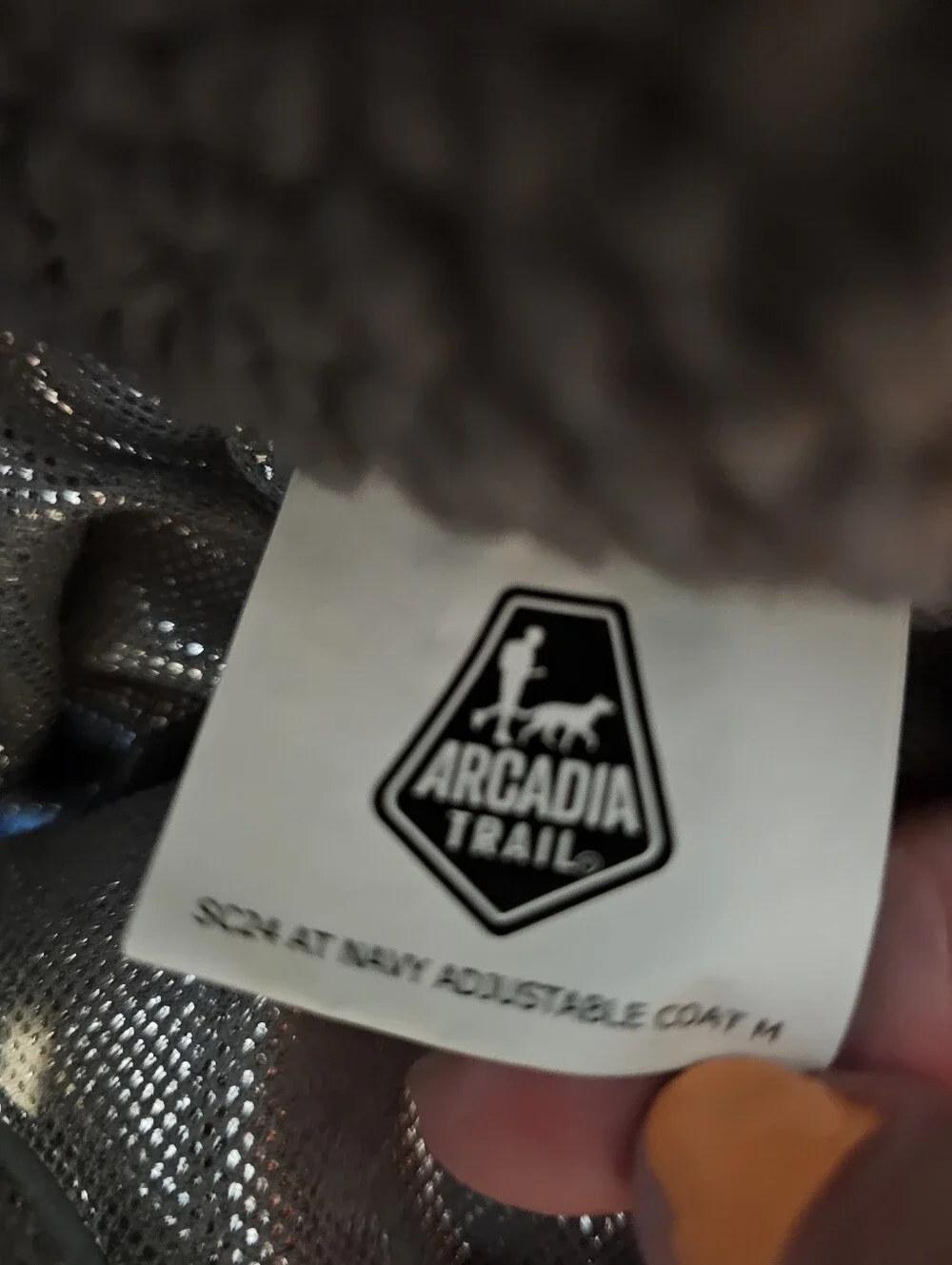 Arcadia Trail Gray Navy Adjustable Insulated Dog Coat - Medium Euc
